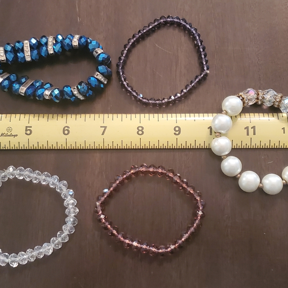 Lot of 5 Glass Bead Bracelets